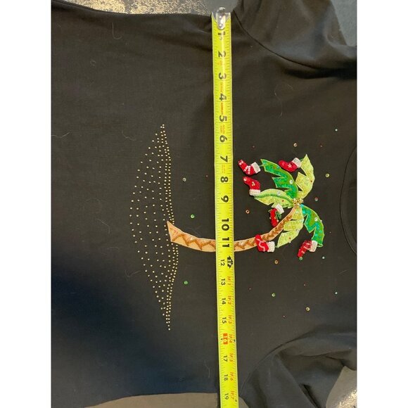 Jack B Quick Black Christmas Stocking Palm Tree Holiday T Shirt Sz L - Picture 6 of 10